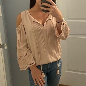 Daniel Rainn Cold Shoulder Blush Blouse